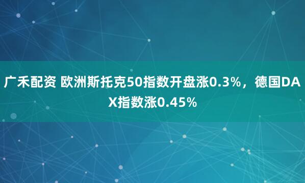 广禾配资 欧洲斯托克50指数开盘涨0.3%，德国DAX指数涨0.45%